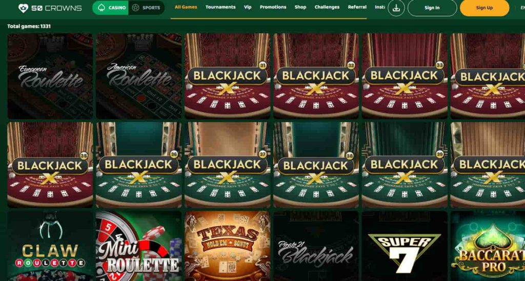 50 crowns table games